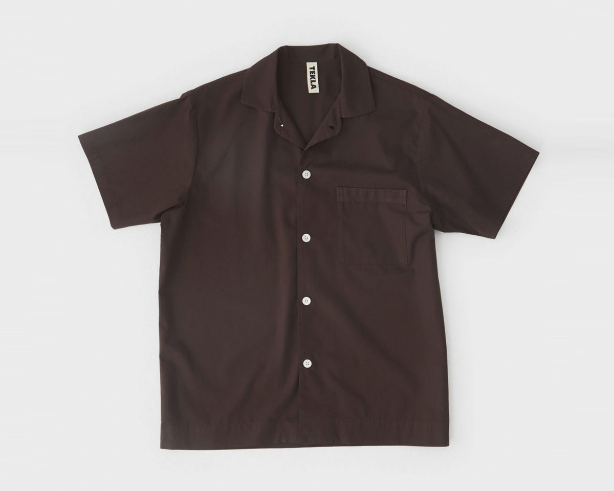 Tekla Poplin Short Sleeve Shirt - Coffee