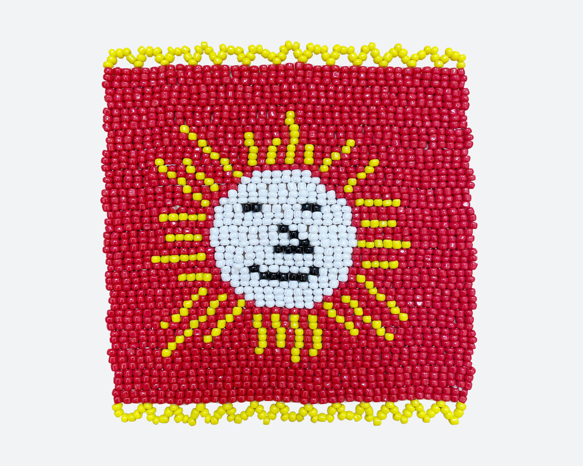 Beaded 'Sun' Coaster - Red 001