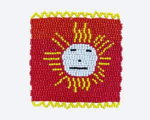 Beaded 'Sun' Coaster - Red 003