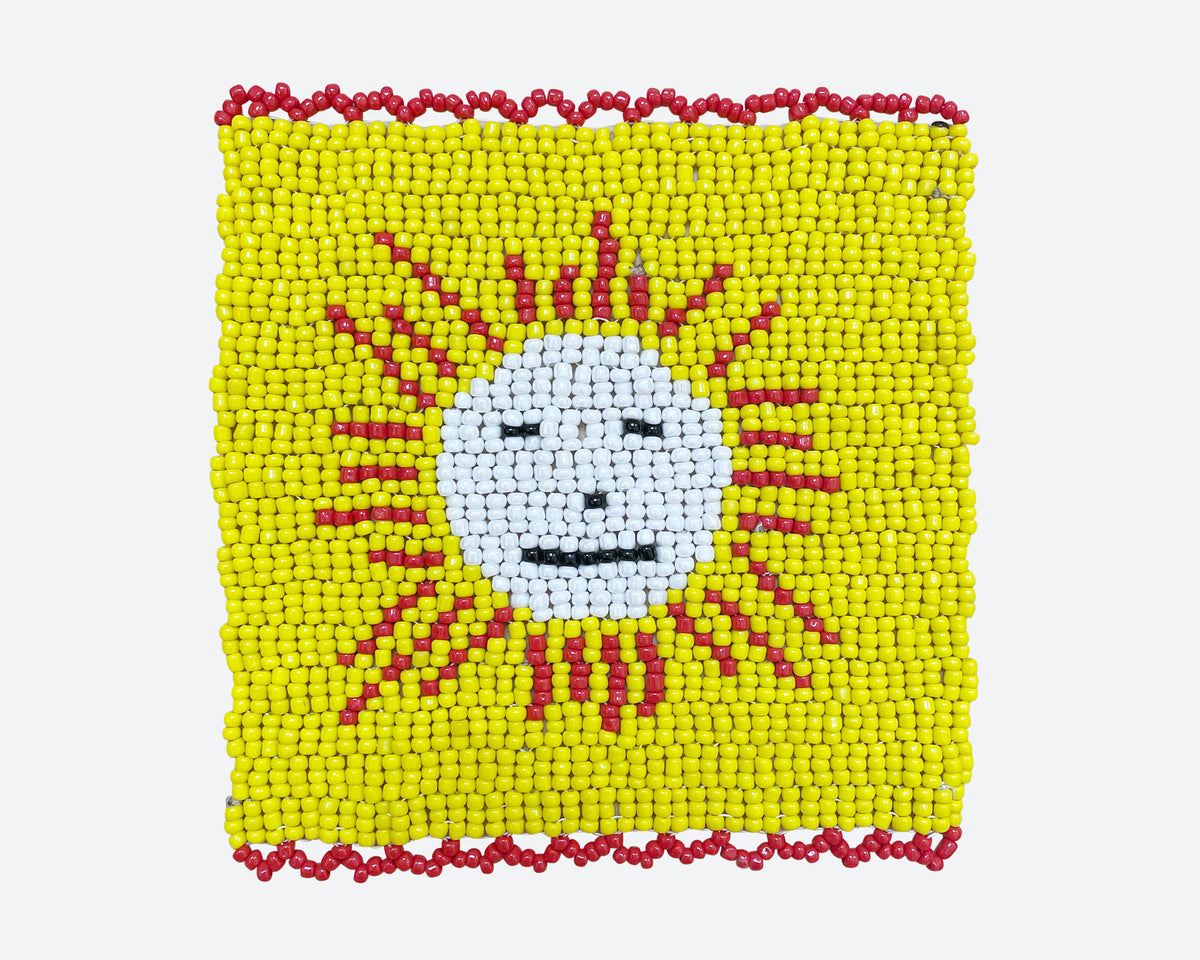 Beaded 'Sun' Coaster - Yellow 003
