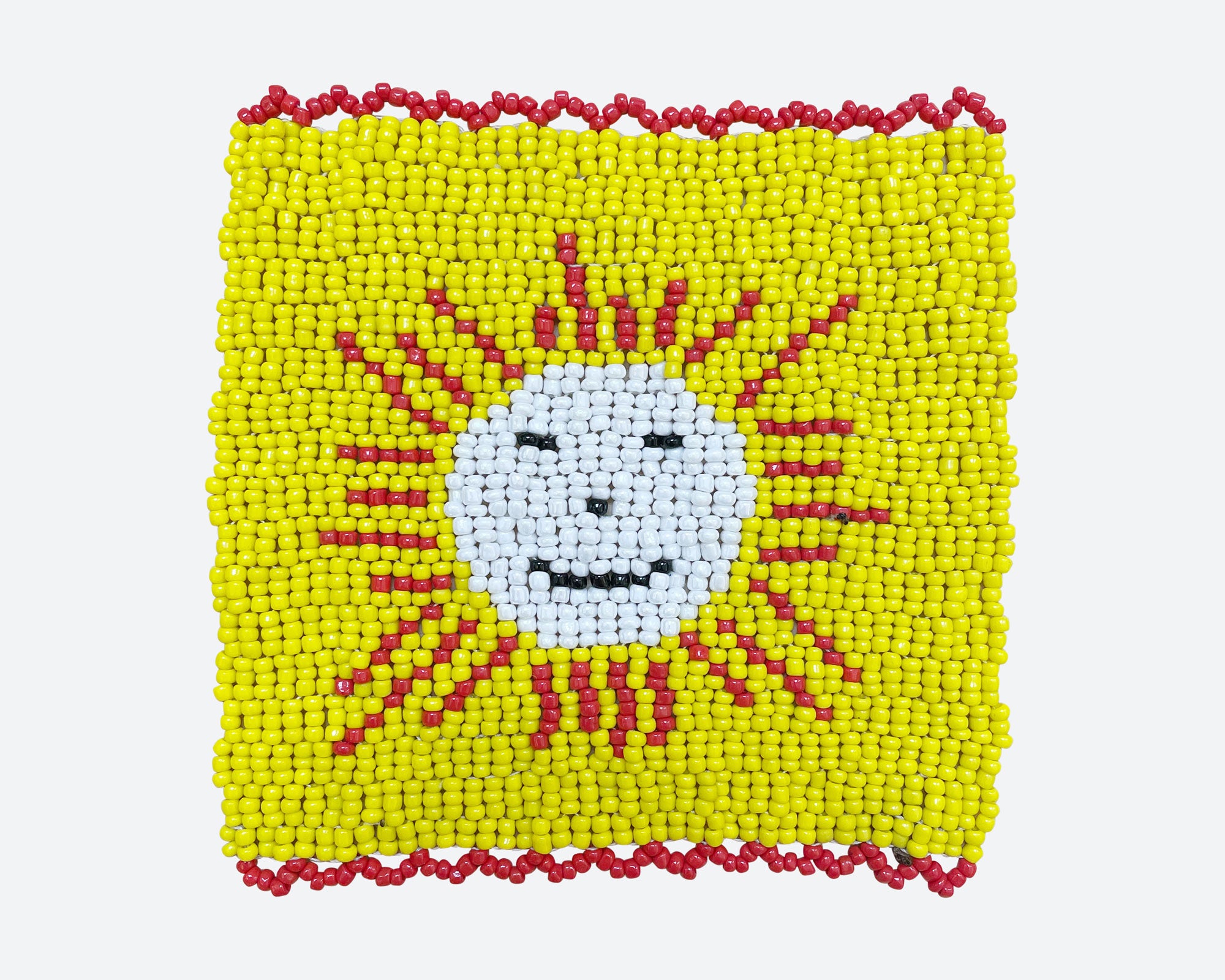 Beaded 'Sun' Coaster - Yellow 002