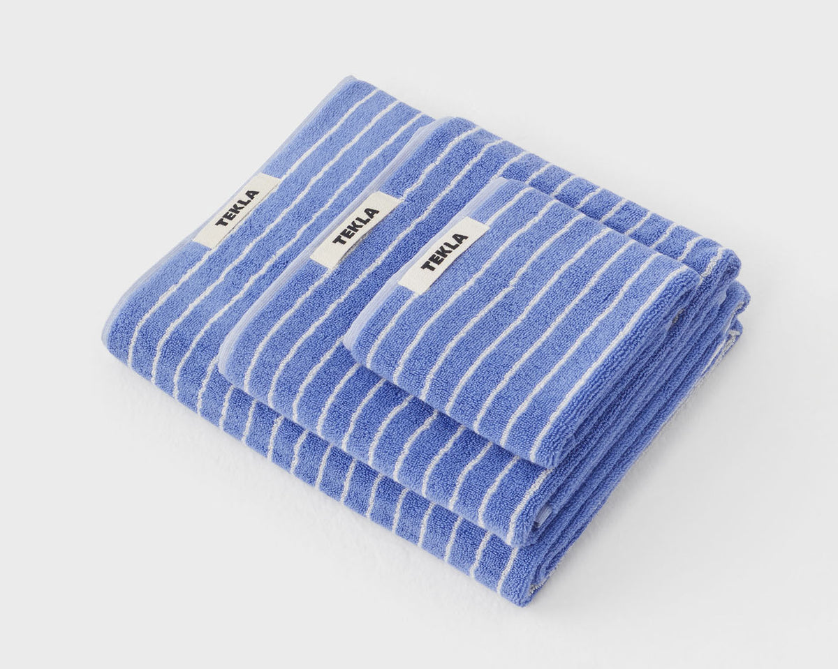 Tekla Organic Cotton Towel - Clear Blue Stripes