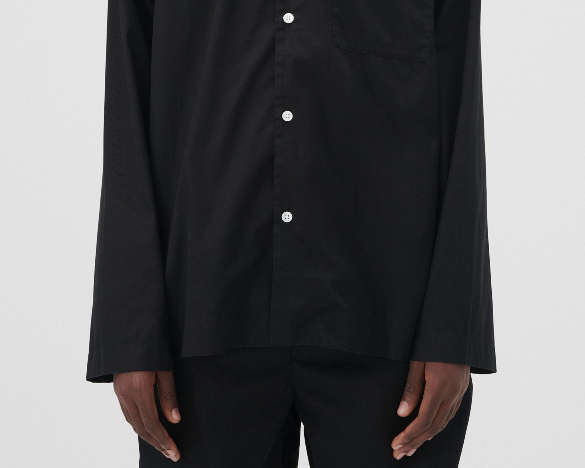 Tekla Poplin Long Sleeve Shirt - All Black