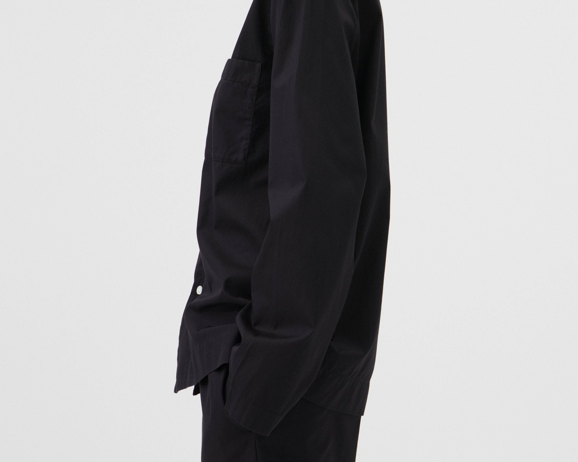 Tekla Poplin Long Sleeve Shirt - All Black