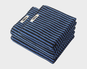 Tekla Organic Cotton Towel - Black & Blue Stripes