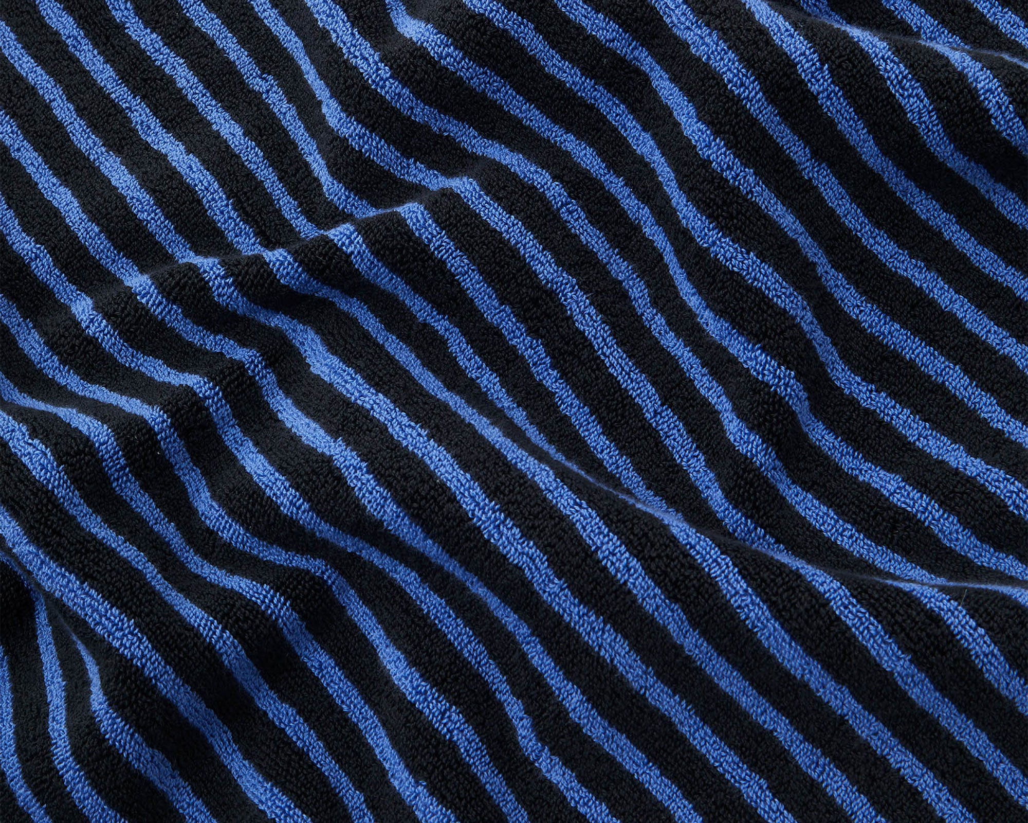 Tekla Organic Cotton Towel - Black & Blue Stripes