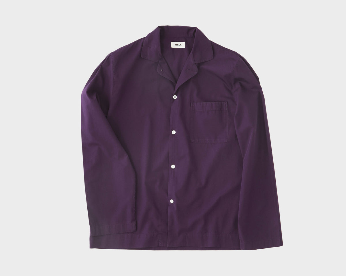 Tekla Poplin Long Sleeve Shirt - Damson