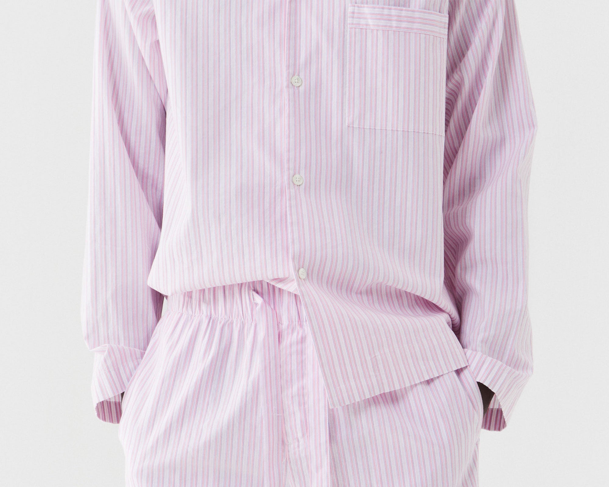 Tekla Poplin Long Sleeve Shirt - Capri Stripes