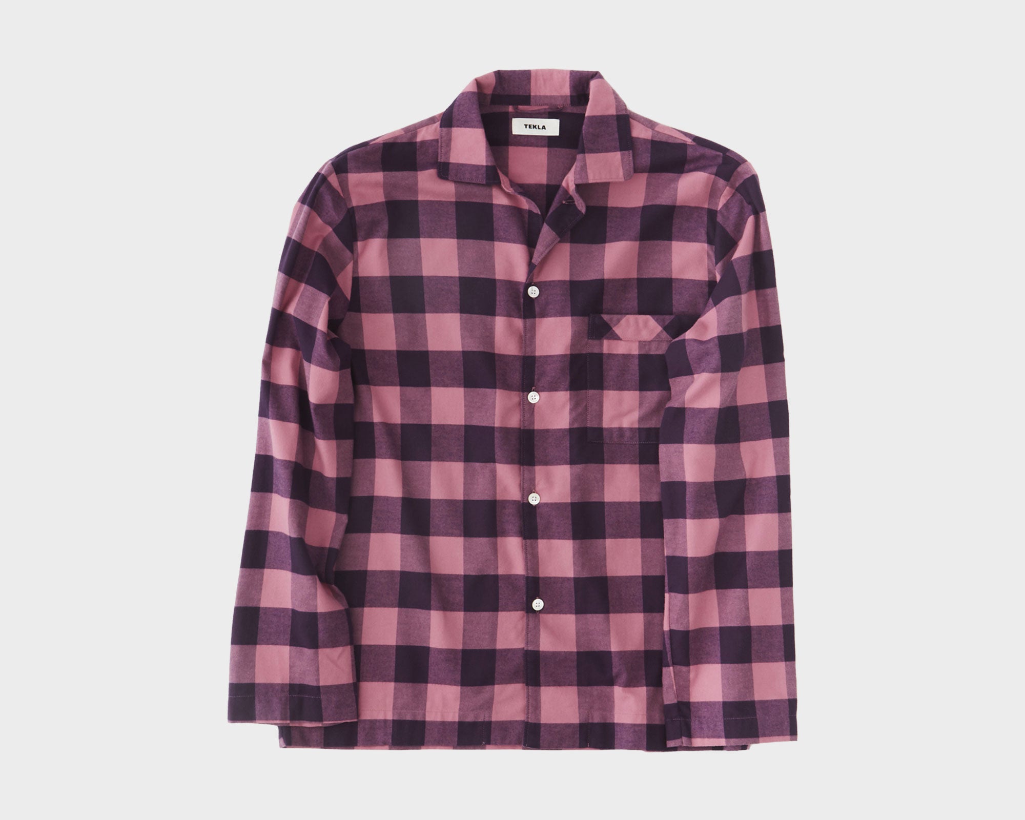 Tekla Flannel Long Sleeve Shirt - Pink Gingham