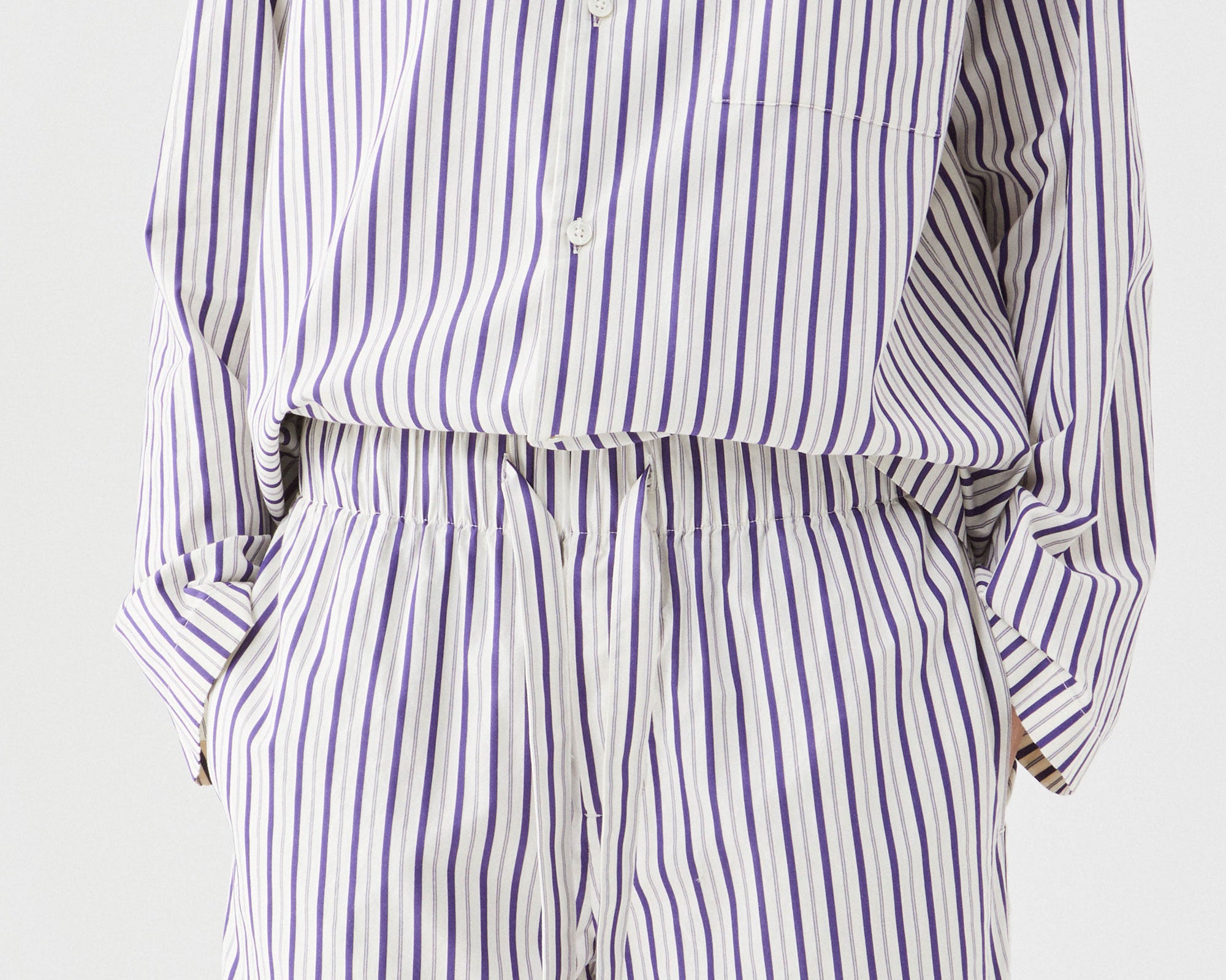 Tekla Poplin Long Sleeve Shirt - Lido Stripes