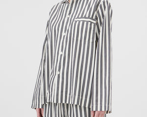 Tekla Poplin Long Sleeve Shirt - Night Stripes