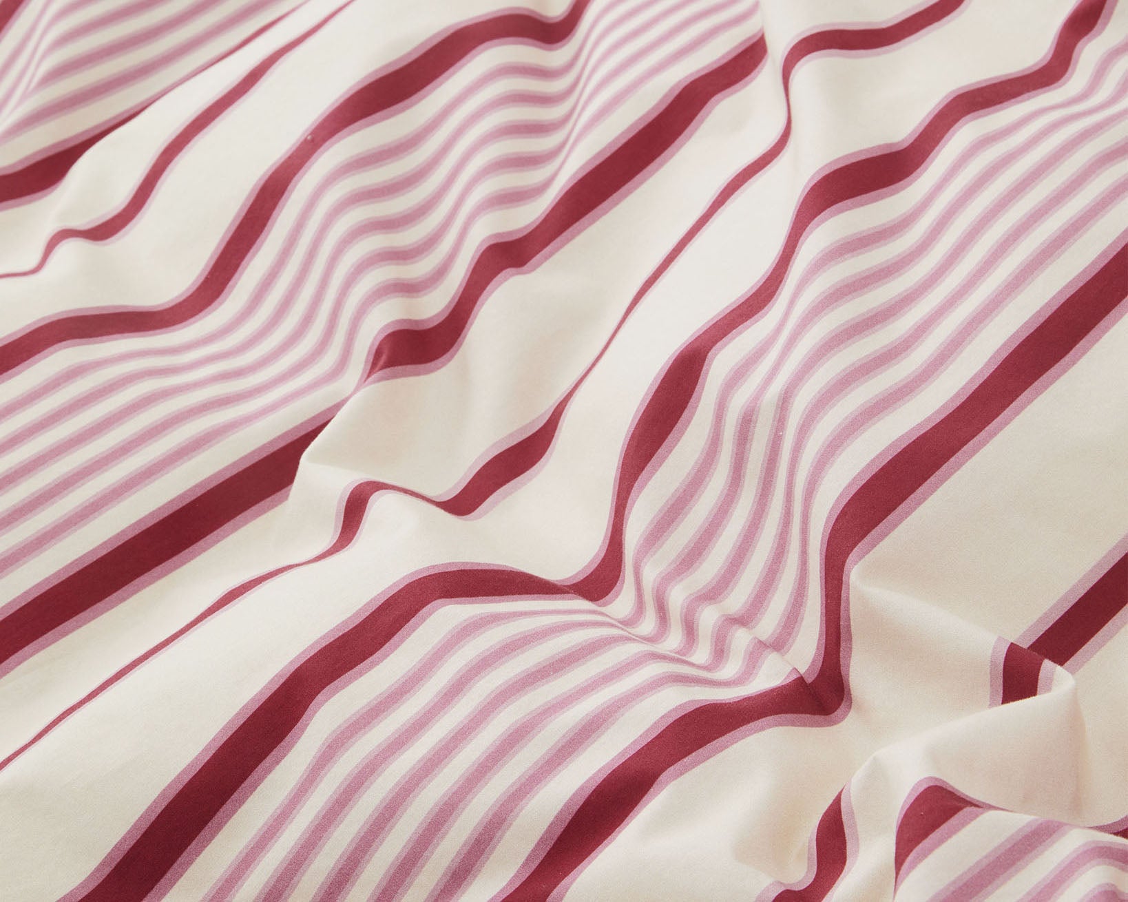 Tekla Cotton Percale Bedding - Pink Mattress Stripes