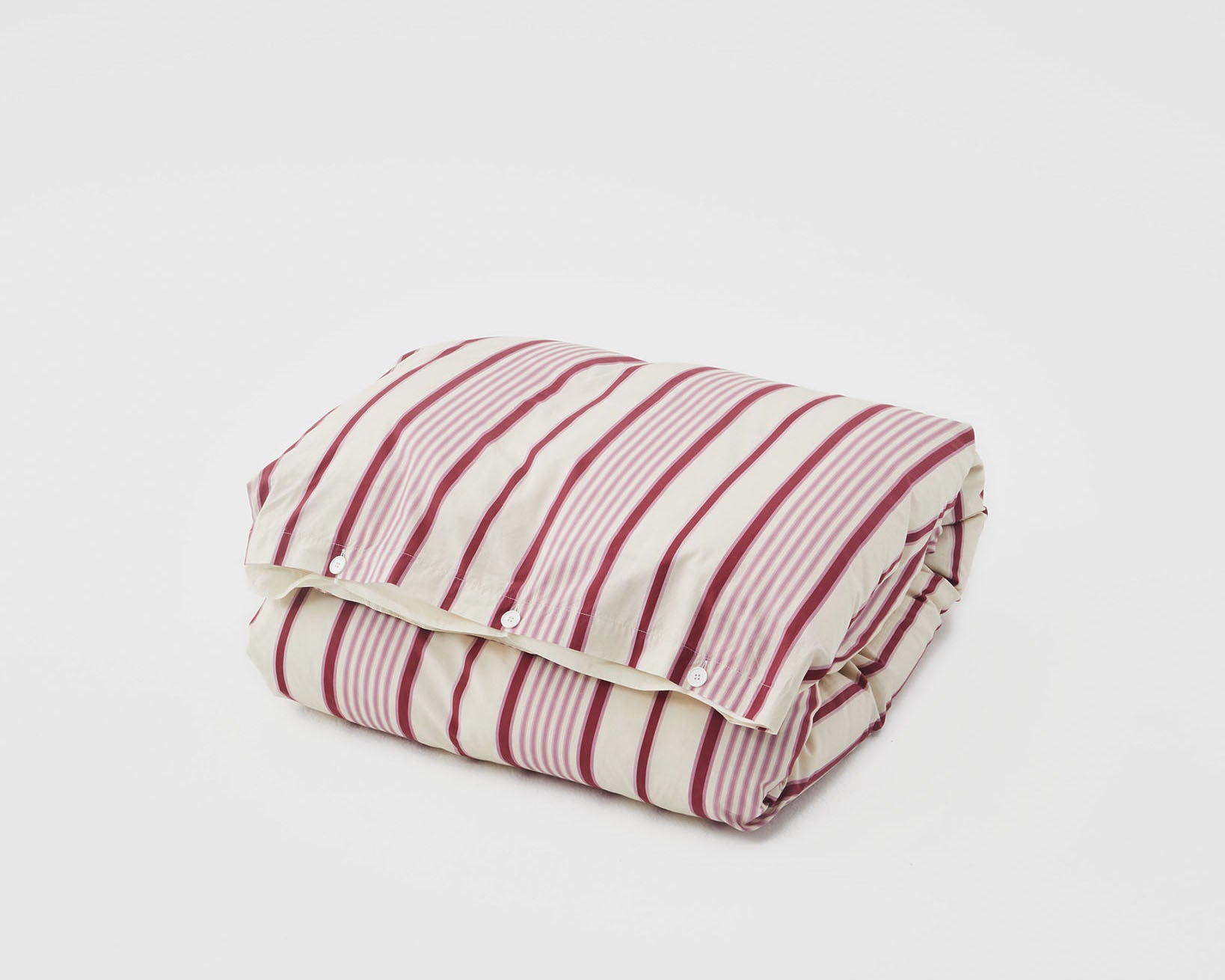 Tekla Cotton Percale Bedding - Pink Mattress Stripes