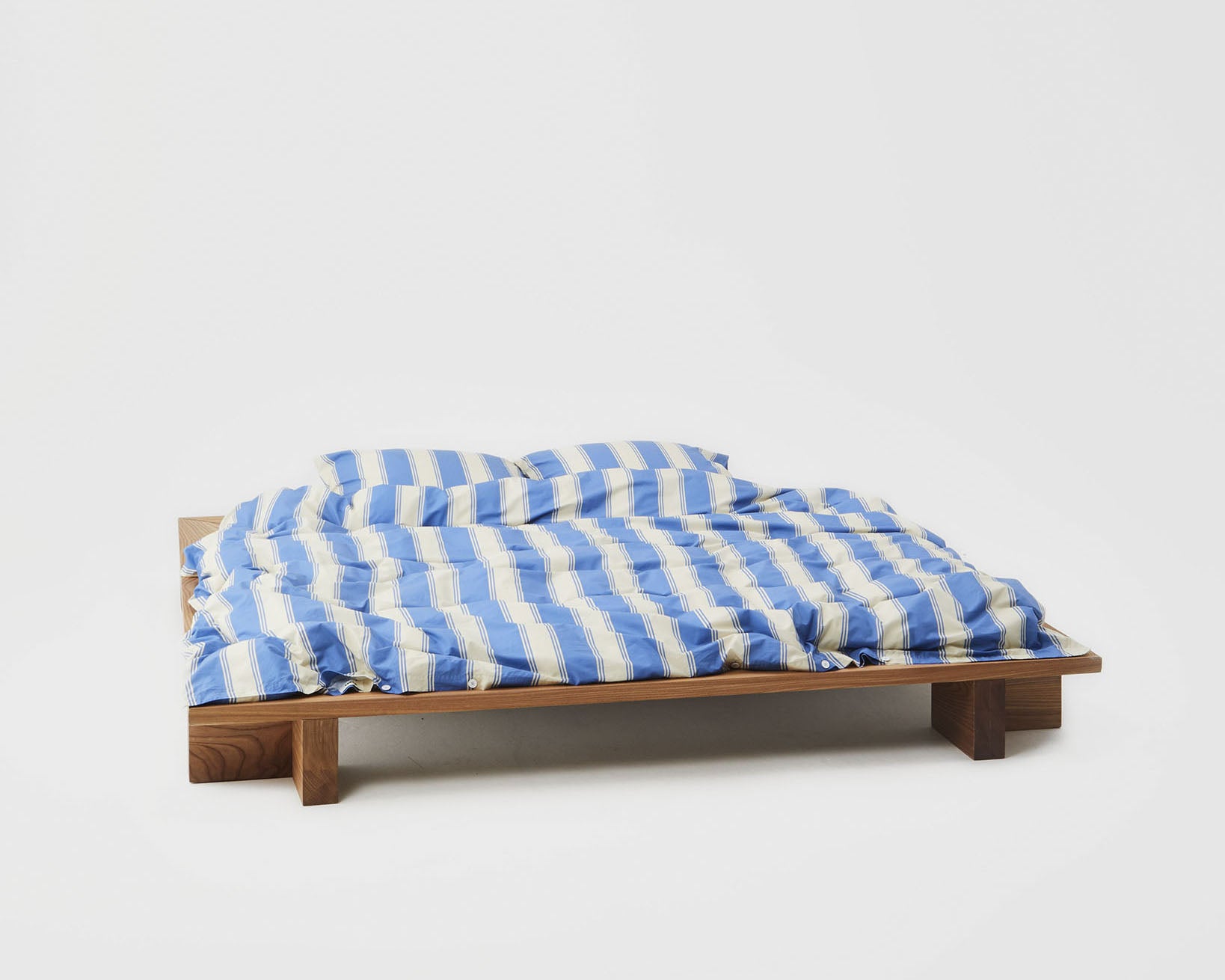 Tekla Cotton Percale Bedding - Blue Mattress Stripes