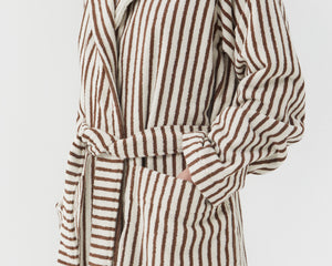 Tekla Organic Cotton Hooded Bathrobe - Kodiak Stripes